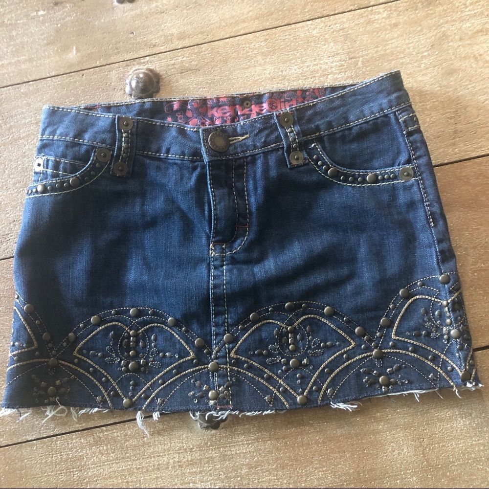Kenziegirl embellished Jeans denim mini skirt 5
